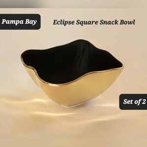🔥SET OF 2🔥🆕️Pampa Bay Gold Eclipse Square Porcelain Snack Bowls ECL260 So2